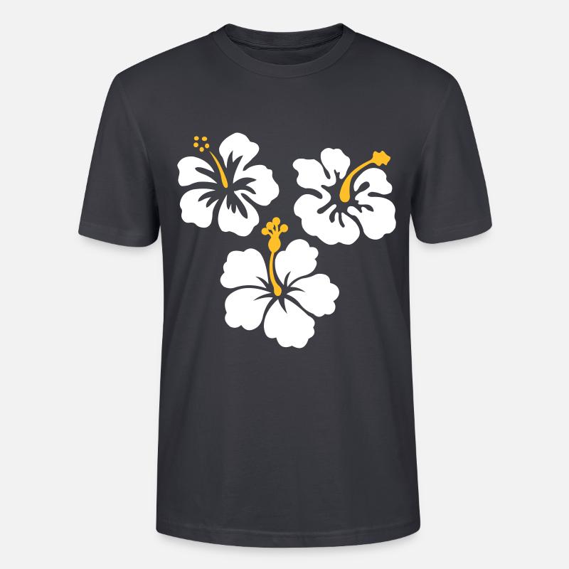 Trois fleurs d'hibiscus - T-shirt bio CRAFTER Stanley Stella Unisexe - bleu gris foncé