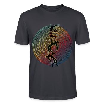 Kokopelli Musician Acrobats - Mandala 1 - T-shirt bio CRAFTER Stanley Stella Unisexe - bleu gris foncé - Devant - Alina (178cm) & Michal (187cm)
