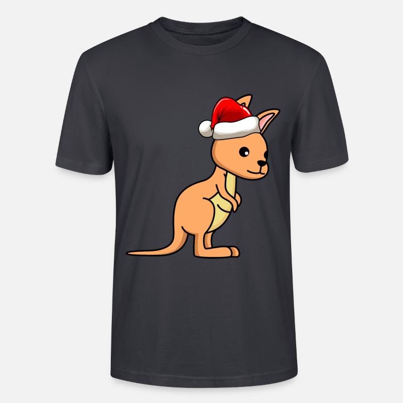 Kangaroo Comic Weihnachten - Stanley/Stella Unisex Bio-T-Shirt CRAFTER - Dunkles Graublau