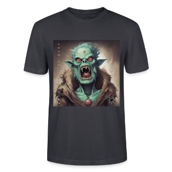 Monster #001 Grandpa - Stanley/Stella CRAFTER Unisex Organic T-Shirt - India Ink Grey - Front - Alina (178cm) & Michal (187cm)