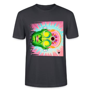 monstre #061 Hypnose - T-shirt bio CRAFTER Stanley Stella Unisexe - bleu gris foncé - Devant - Alina (178cm) & Michal (187cm)