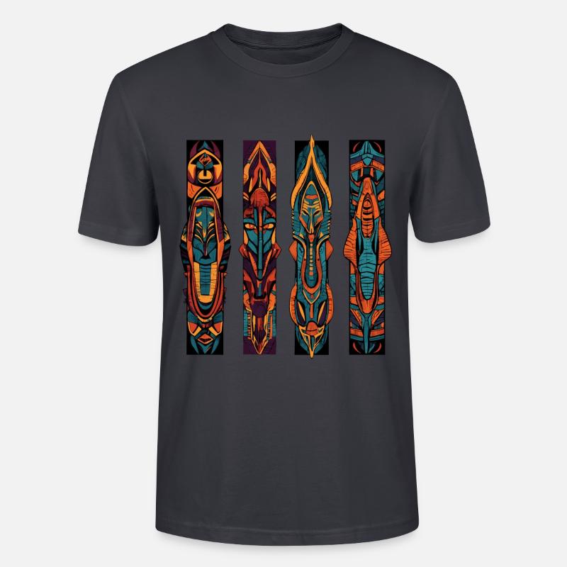 Colonnes sculptées Incas et Aztèques - T-shirt bio CRAFTER Stanley Stella Unisexe - bleu gris foncé