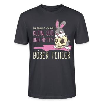Lustige Hasen Geschenk kleine böse süße Hasen - Stanley/Stella Unisex Bio-T-Shirt CRAFTER - Dunkles Graublau - Vorne - Alina (178cm) & Michal (187cm)