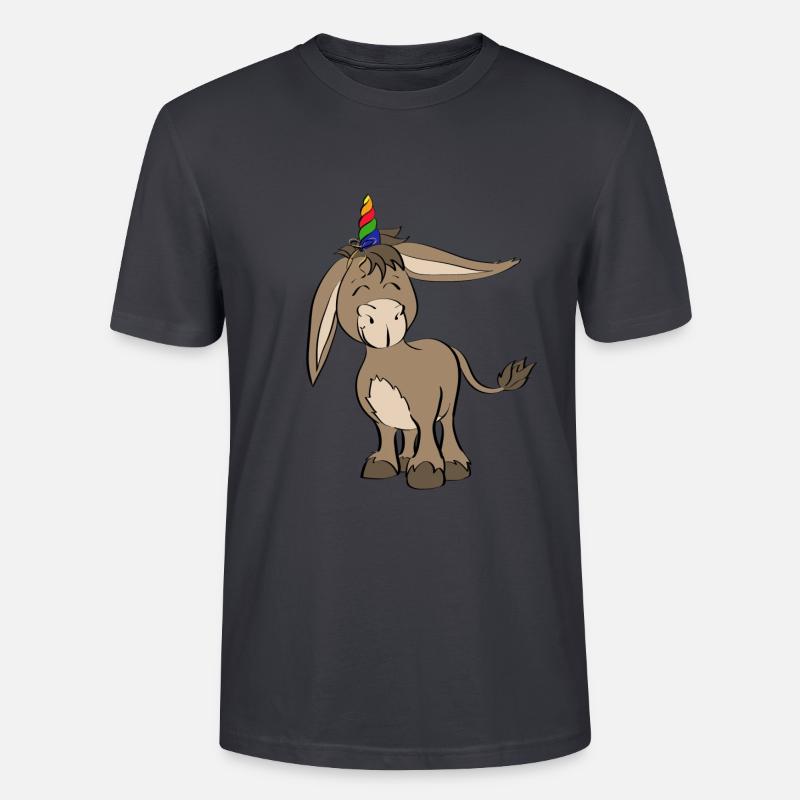 Einzigartige Einhorn-Esel-Geschenkidee / Eselhorn - Stanley/Stella Unisex Bio-T-Shirt CRAFTER - Dunkles Graublau