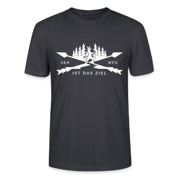 Wandern Alpaka Wanderung - Der Weg ist das Ziel - Stanley/Stella Unisex Bio-T-Shirt CRAFTER - Dunkles Graublau - Vorne - Alina (178cm) & Michal (187cm)