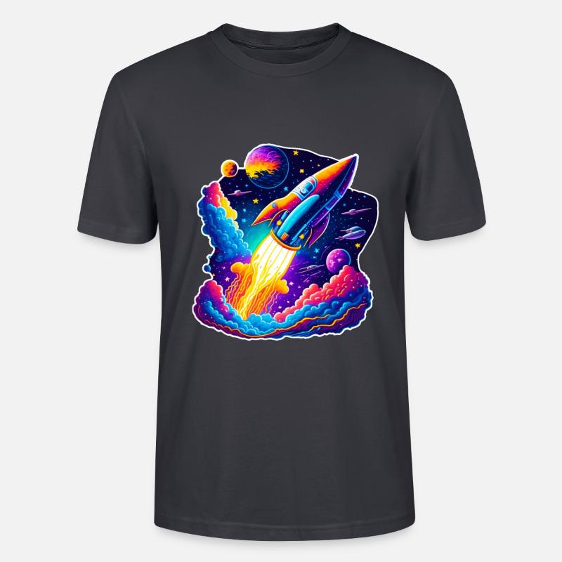 Space View / Rocket - Stanley/Stella Unisex Bio-T-Shirt CRAFTER - Dunkles Graublau