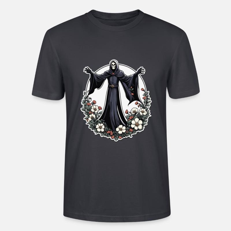 Sensenmann Blumen Illustration - Stanley/Stella Unisex Bio-T-Shirt CRAFTER - Dunkles Graublau