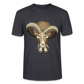 Mufflon Schafbock stare down Widder Geschenk - Stanley/Stella Unisex Bio-T-Shirt CRAFTER - Dunkles Graublau - Vorne - Alina (178cm) & Michal (187cm)