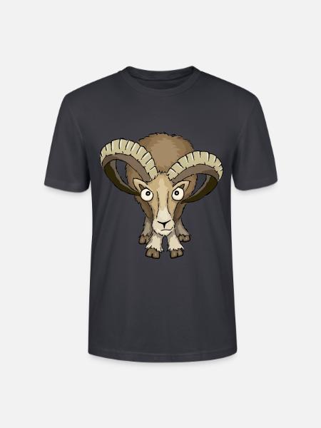Mufflon Schafbock stare down Widder Geschenk - Stanley/Stella Unisex Bio-T-Shirt CRAFTER - Dunkles Graublau