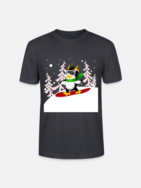 Snowboard Pinguin - Stanley/Stella Unisex Bio-T-Shirt CRAFTER - Dunkles Graublau