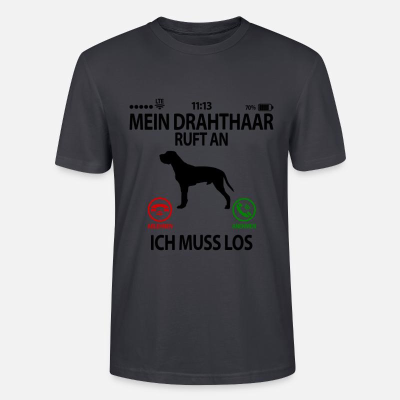 Deutsch Drahthaar Geschenkidee Lustig Spruch - Stanley/Stella Unisex Bio-T-Shirt CRAFTER - Dunkles Graublau