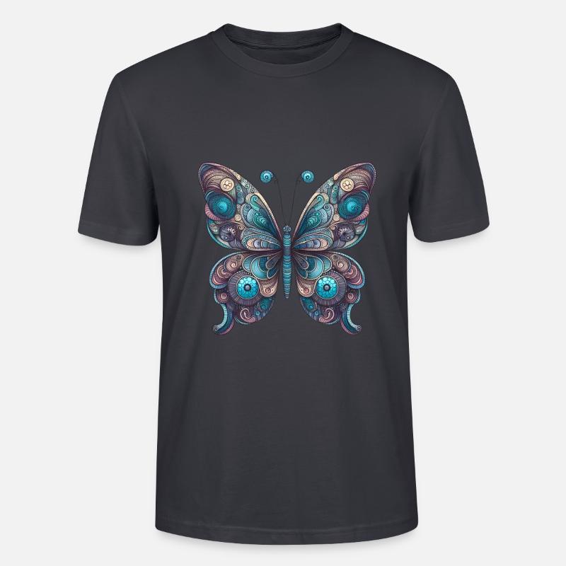 Papillon effrayant avec crâne - T-shirt bio CRAFTER Stanley Stella Unisexe - bleu gris foncé
