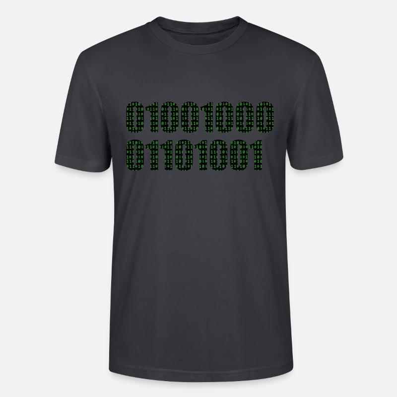 Binary code "Hi" - Stanley/Stella CRAFTER Unisex Organic T-Shirt - India Ink Grey