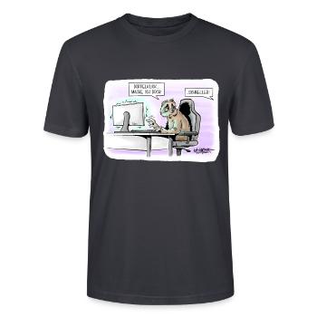 Doppelklick Faultier - Stanley/Stella Unisex Bio-T-Shirt CRAFTER - Dunkles Graublau - Vorne - Alina (178cm) & Michal (187cm)