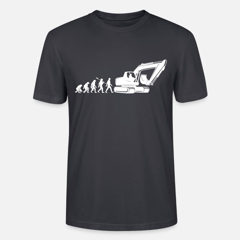 Evolution - Bagger fahren - Baustelle, Bauarbeiter - Stanley/Stella Unisex Bio-T-Shirt CRAFTER - Dunkles Graublau