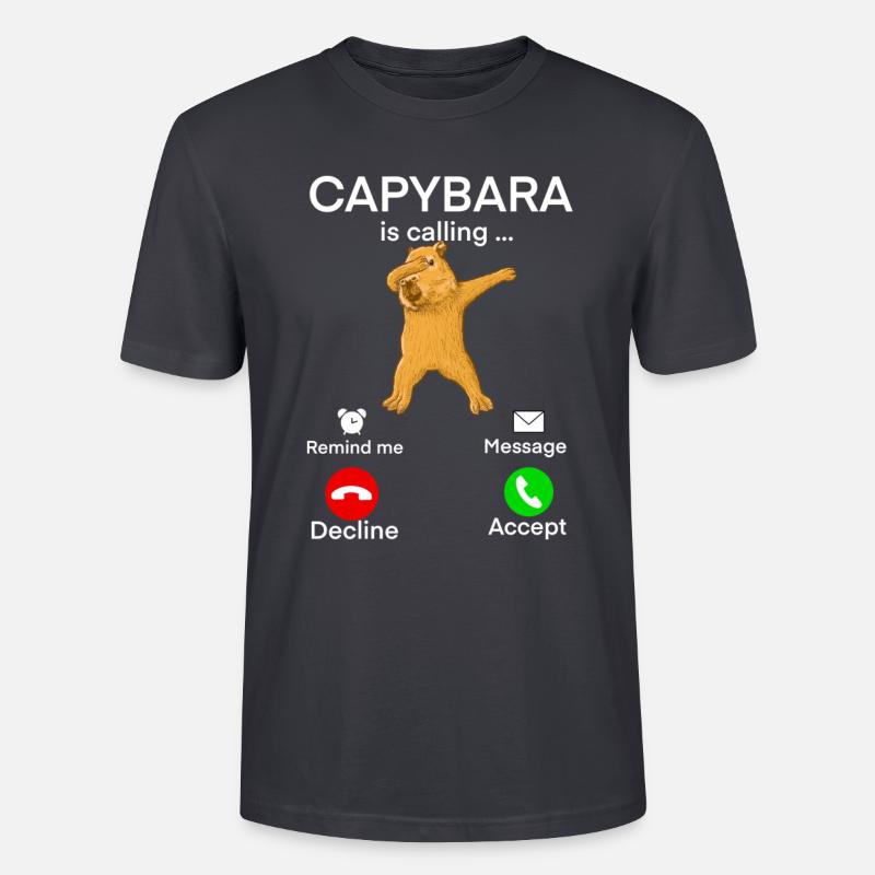Capybara Anruf - Stanley/Stella Unisex Bio-T-Shirt CRAFTER - Dunkles Graublau