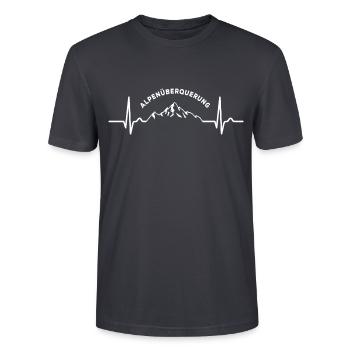Alpenüberquerung Puls Herzkurve - Wandern Fahrrad - Stanley/Stella Unisex Bio-T-Shirt CRAFTER - Dunkles Graublau - Vorne - Alina (178cm) & Michal (187cm)