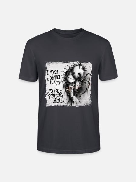 Perfectly Broken WHITE SQUARE - Stanley/Stella Unisex Bio-T-Shirt CRAFTER - Dunkles Graublau