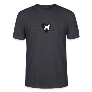 Caniche Heartline Chien - T-shirt bio CRAFTER Stanley Stella Unisexe - bleu gris foncé - Devant - Alina (178cm) & Michal (187cm)