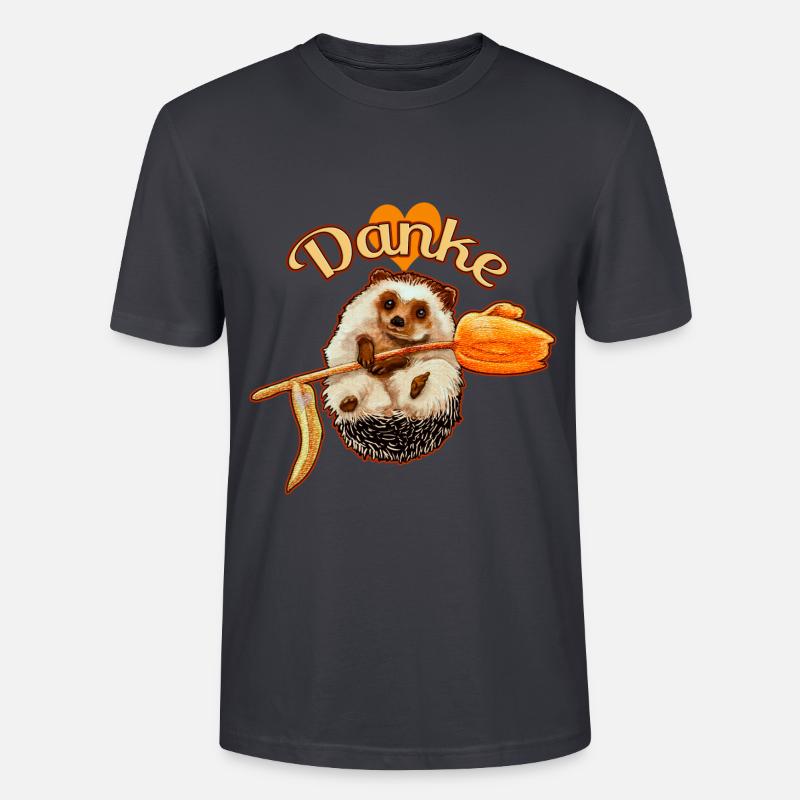 Süßer Igel mit Danke Botschaft - Stanley/Stella Unisex Bio-T-Shirt CRAFTER - Dunkles Graublau