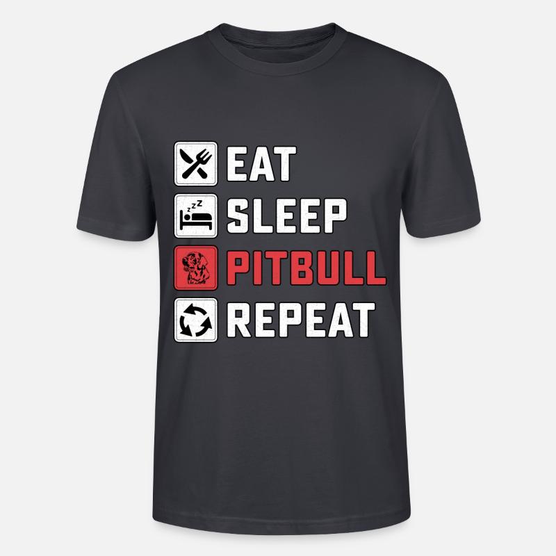 Manger pitbull de sommeil répéter - T-shirt bio CRAFTER Stanley Stella Unisexe - bleu gris foncé