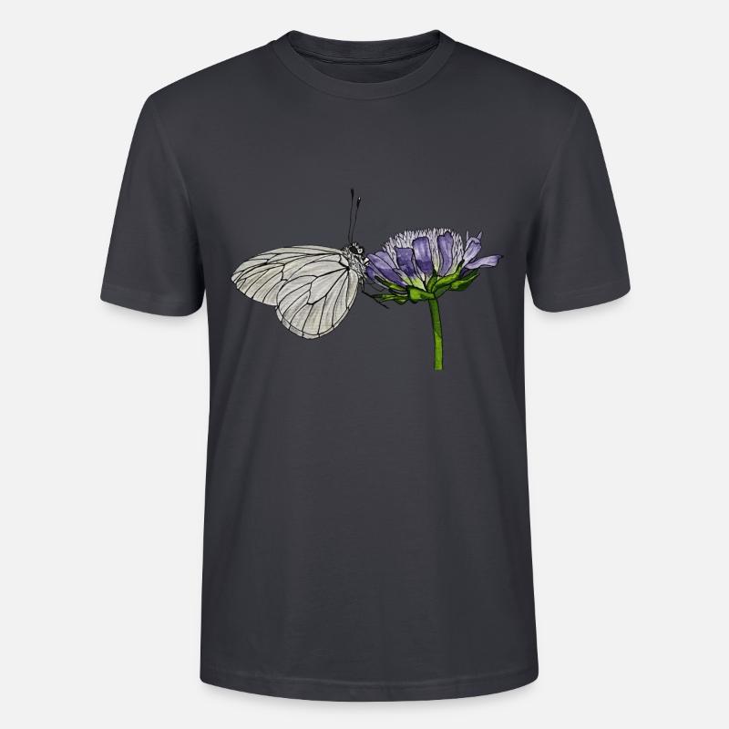 Papillon Fleur Arbre Blanc Entomologiste - T-shirt bio CRAFTER Stanley Stella Unisexe - bleu gris foncé