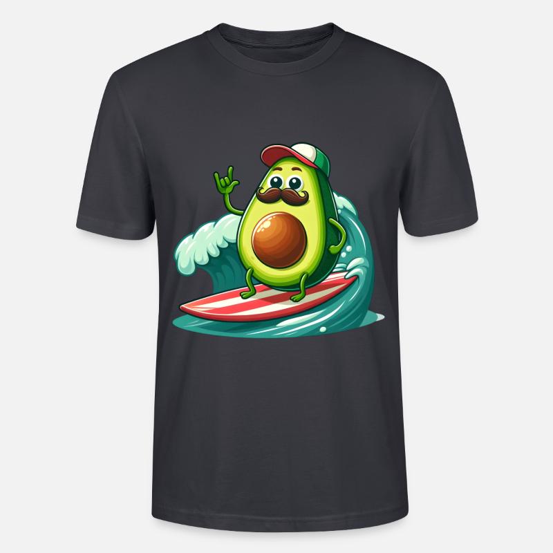 Surfende Avocado mit Schnurrbart - Stanley/Stella Unisex Bio-T-Shirt CRAFTER - Dunkles Graublau