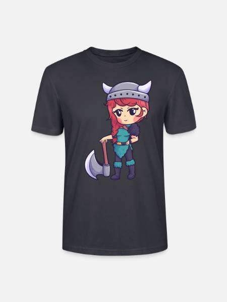 Wikinger Mädchen Axt Krieger Frau - Stanley/Stella Unisex Bio-T-Shirt CRAFTER - Dunkles Graublau
