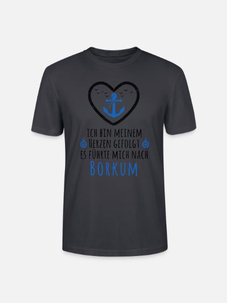 Borkum - nordfriesische Insel Nordfriesen Spruch - Stanley/Stella Unisex Bio-T-Shirt CRAFTER - Dunkles Graublau