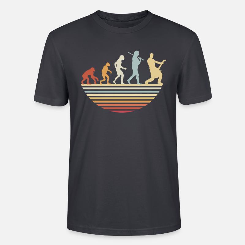 Évolution de la guitare basse - T-shirt bio CRAFTER Stanley Stella Unisexe - bleu gris foncé