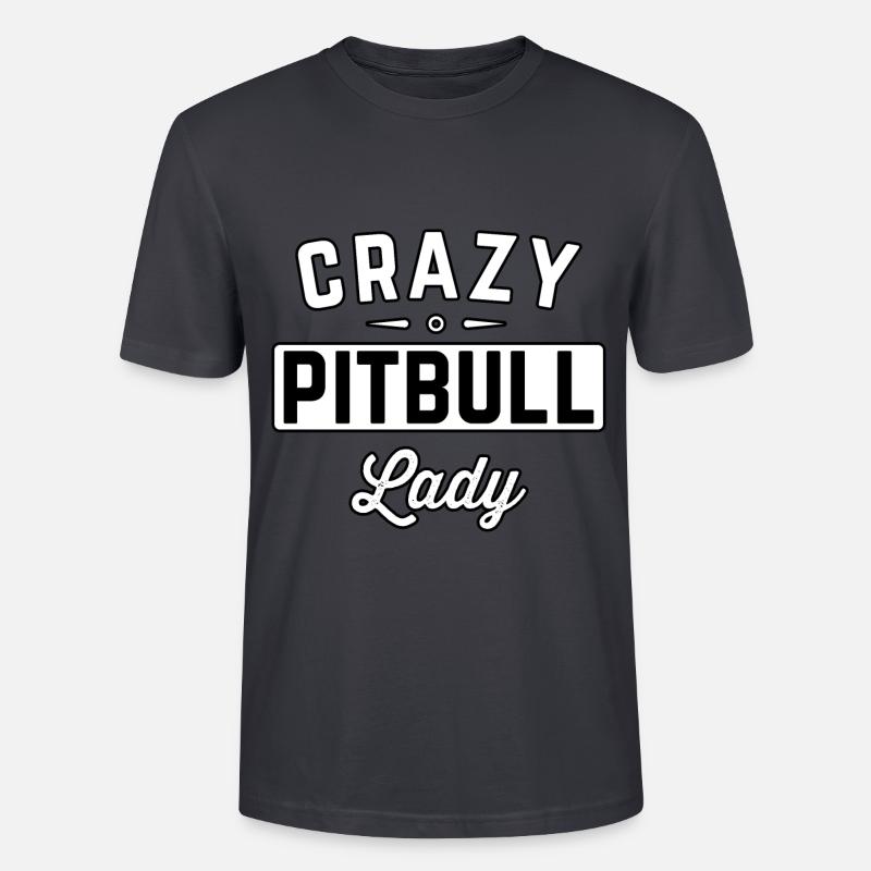 Crazy Pitbull Lady - Stanley/Stella Unisex Bio-T-Shirt CRAFTER - Dunkles Graublau