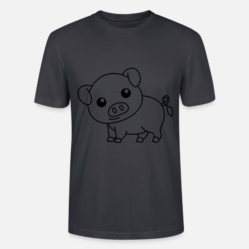 Schwein Comic Tier - Stanley/Stella Unisex Bio-T-Shirt CRAFTER - Dunkles Graublau