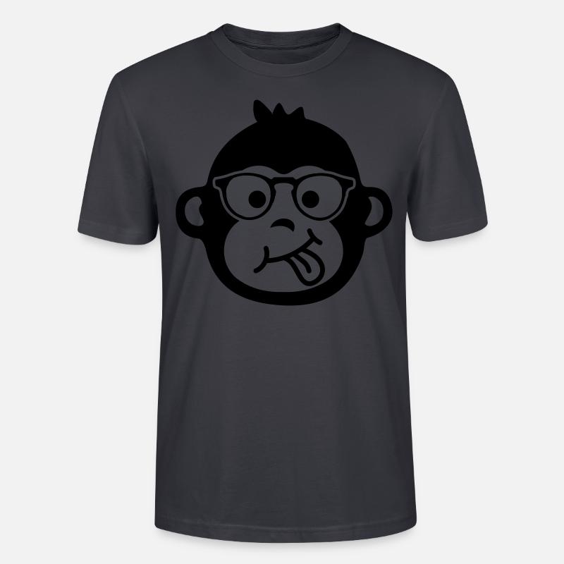 monkey affe brille emoji - Stanley/Stella Unisex Bio-T-Shirt CRAFTER - Dunkles Graublau