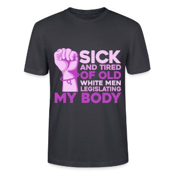 Gleichberechtigung der Geschlechter Rechte der Fra - Stanley/Stella Unisex Bio-T-Shirt CRAFTER - Dunkles Graublau - Vorne - Alina (178cm) & Michal (187cm)
