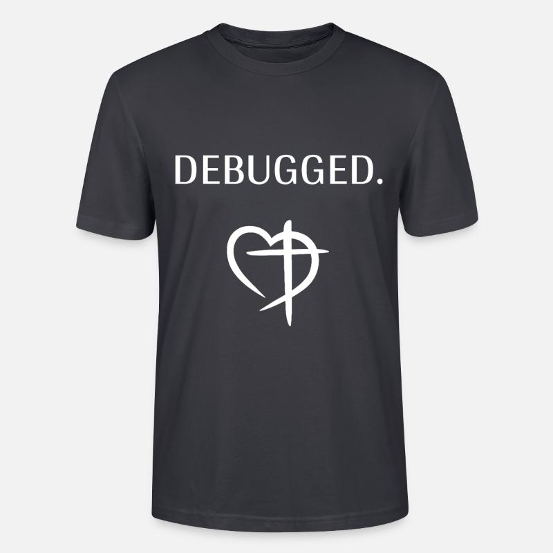DEBUGGED - Frontprint (weiss) - Stanley/Stella Unisex Bio-T-Shirt CRAFTER - Dunkles Graublau