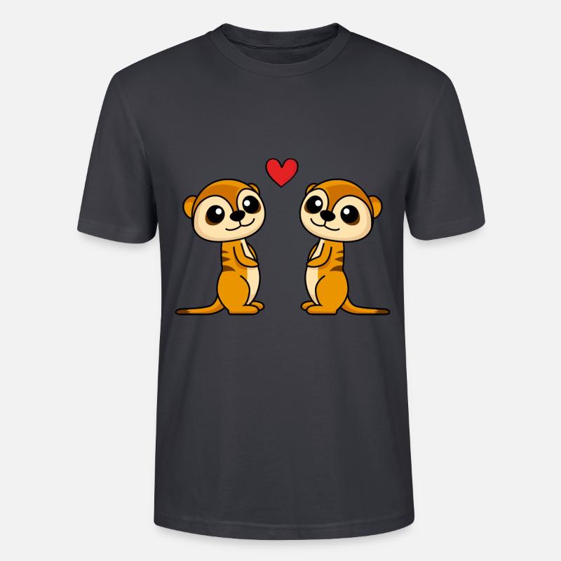 Erdmännchen Comic Paar liebe - Stanley/Stella Unisex Bio-T-Shirt CRAFTER - Dunkles Graublau