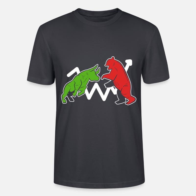Stier und Bär Spieler oder Bettor Gift - Stanley/Stella Unisex Bio-T-Shirt CRAFTER - Dunkles Graublau