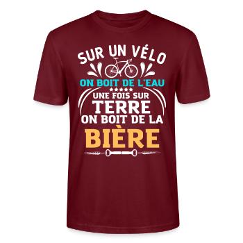 Humour bière vélo 2 - T-shirt bio CRAFTER Stanley Stella Unisexe - bordeaux - Devant - Alina (178cm) & Michal (187cm)