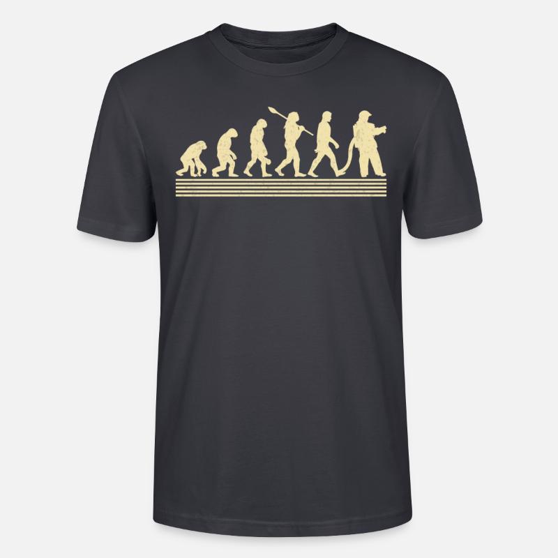 Évolution des pompiers - T-shirt bio CRAFTER Stanley Stella Unisexe - bleu gris foncé