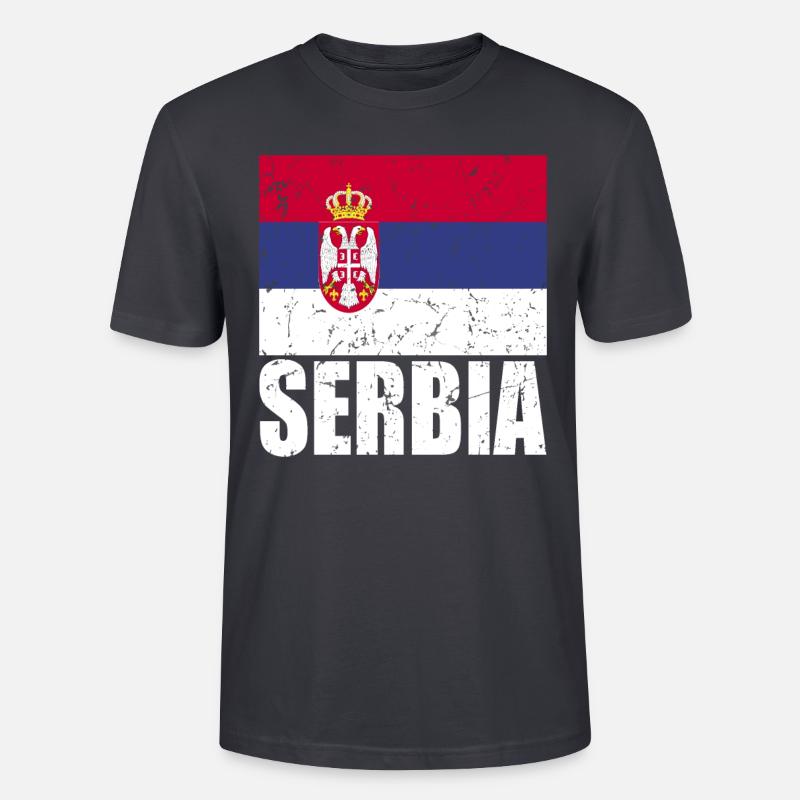 Drapeau de la Serbie - T-shirt bio CRAFTER Stanley Stella Unisexe - bleu gris foncé