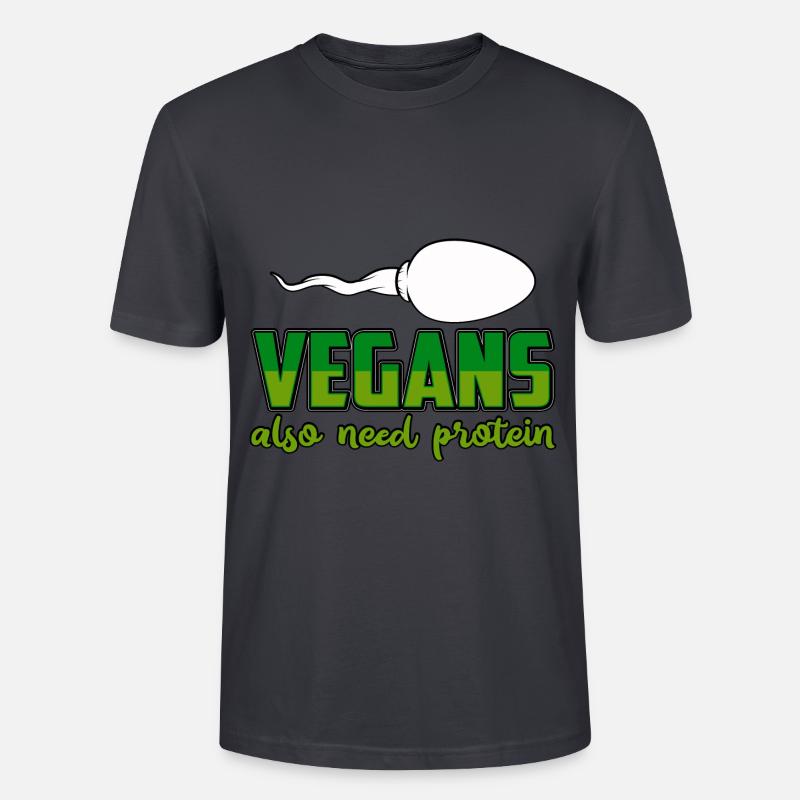 Vegans also need protein - Stanley/Stella Unisex Bio-T-Shirt CRAFTER - Dunkles Graublau