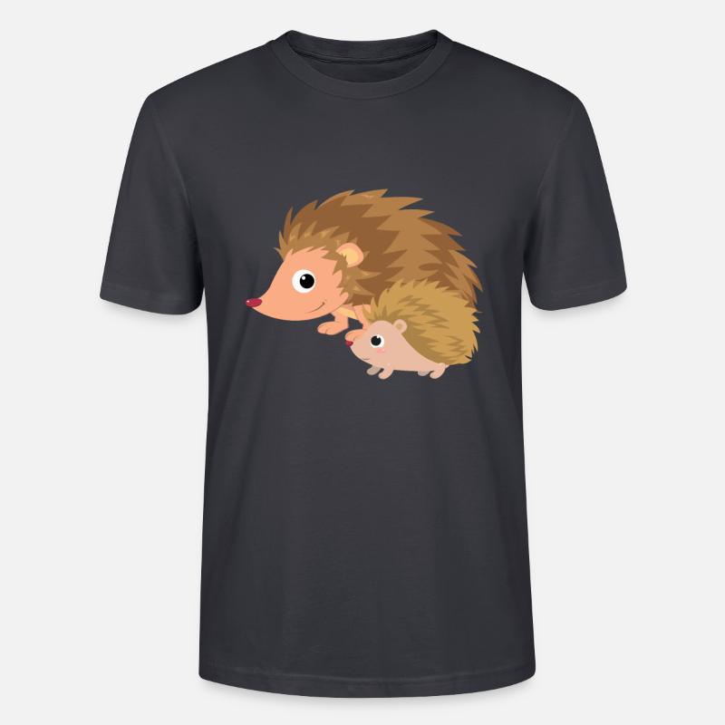 Igel mit Igelbaby - Stanley/Stella Unisex Bio-T-Shirt CRAFTER - Dunkles Graublau