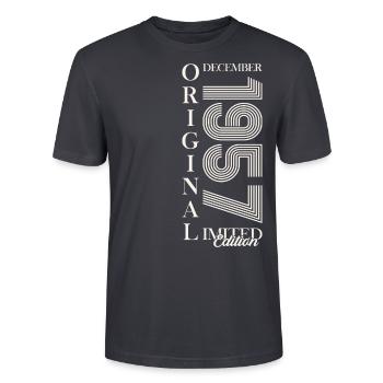 66. Geburtstag Original Dezember Jahrgang 1957 - Stanley/Stella Unisex Bio-T-Shirt CRAFTER - Dunkles Graublau - Vorne - Alina (178cm) & Michal (187cm)
