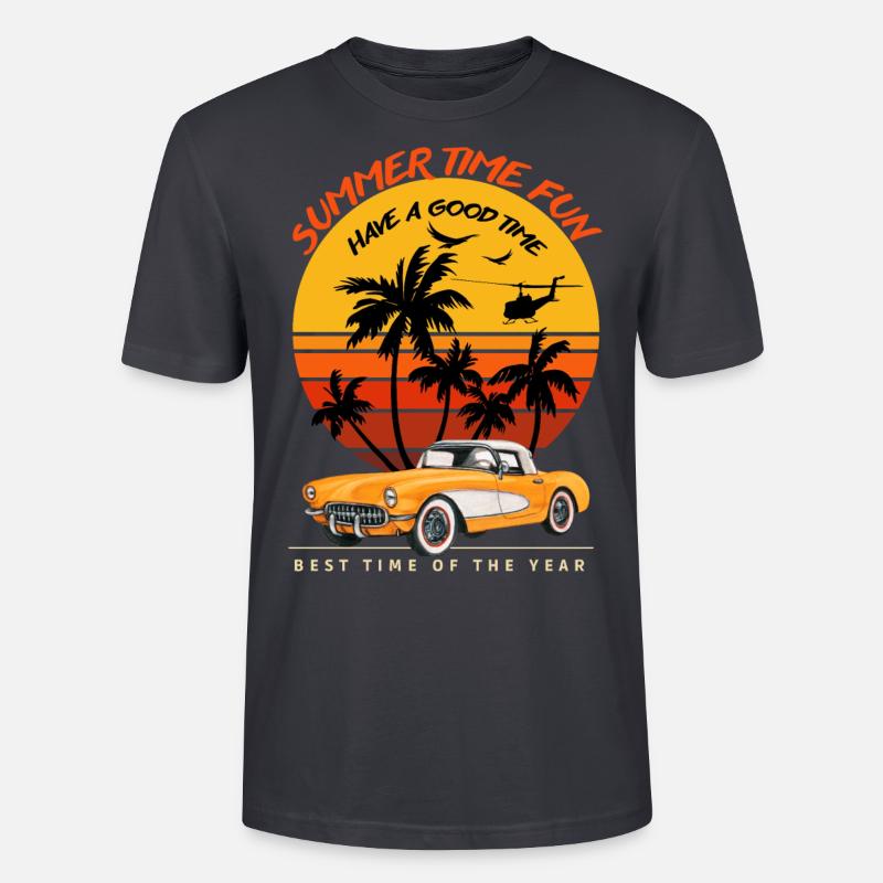 Heure d’été Fun-Sentiment d’été - T-shirt bio CRAFTER Stanley Stella Unisexe - bleu gris foncé