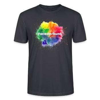 Wiederbunt - white - Stanley/Stella Unisex Bio-T-Shirt CRAFTER - Dunkles Graublau - Vorne - Alina (178cm) & Michal (187cm)
