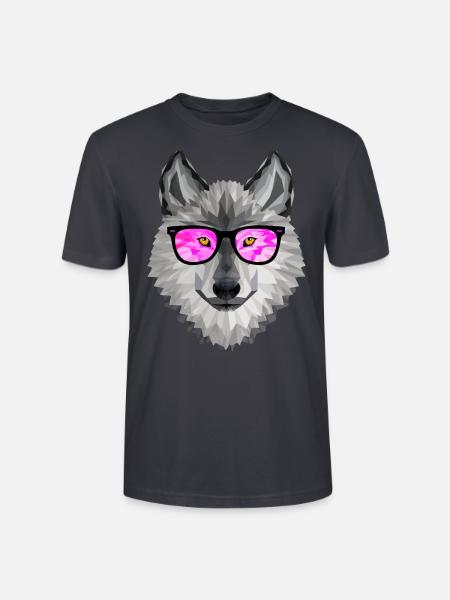 Wolf mit rosa Brille - Stanley/Stella Unisex Bio-T-Shirt CRAFTER - Dunkles Graublau