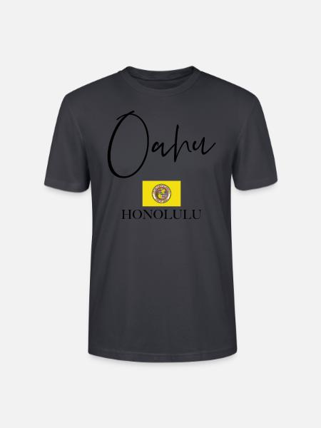Greece Flag Vacation - Oahu Island - Stanley/Stella CRAFTER Unisex Organic T-Shirt - India Ink Grey