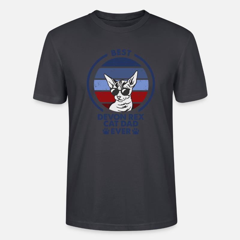 Cat Dad - Devon Rex Cat - Stanley/Stella Unisex Bio-T-Shirt CRAFTER - Dunkles Graublau