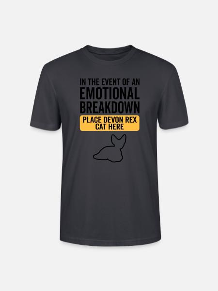 Emotional - Devon Rex Cat - Stanley/Stella Unisex Bio-T-Shirt CRAFTER - Dunkles Graublau