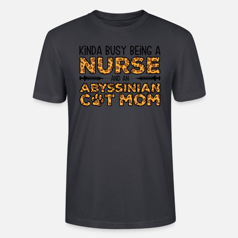 Krankenschwester Mutter - Abessinische Katze - Stanley/Stella Unisex Bio-T-Shirt CRAFTER - Dunkles Graublau
